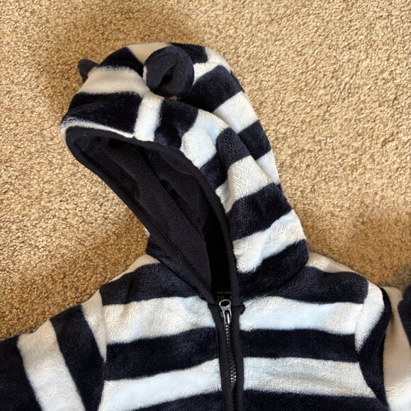 The Children’s Place Bunting Suit plush, warm stripes 6-9 months blue mittens - Picture 3 of 9